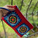Pafuli El Örgüsü Kroşe Kırmızı Clutch Çanta