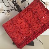 Pafuli El Yapımı Etnik Clutch Çanta Kırmızı