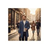 Pagano Erkek İndigo Şal Yaka Slim Fit Kaşe Kaban İndigo 46