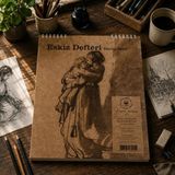 Pagos Yayınları Wise Owl A3 Eskiz Defteri | 120 gr Kalın Kağıt | 50 Yaprak (100 Sayfa) | Üstten Spiralli | Kraft Kapak - Beyaz