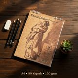 Pagos Yayınları Wise Owl A4 Eskiz Defteri | 120 gr Kalın Kağıt | 50 Yaprak (100 Sayfa) | Üstten Spiralli | Kraft Kapak - Beyaz