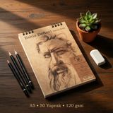 Pagos Yayınları Wise Owl A5 Eskiz Defteri | 120 gr Kalın Kağıt | 50 Yaprak (100 Sayfa) | Üstten Spiralli | Kraft Kapak