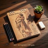 Pagos Yayınları Wise Owl A6 Eskiz Defteri | 120 gr Kalın Kağıt | 50 Yaprak (100 Sayfa) | Üstten Spiralli | Kraft Kapak - Beyaz