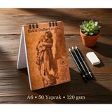 Pagos Yayınları Wise Owl A6 Eskiz Defteri | 120 gr Kalın Kağıt | 50 Yaprak (100 Sayfa) | Üstten Spiralli | Kraft Kapak