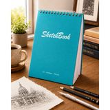 Pagos Yayınları Wise Owl Premium A5 SketchBook Sert Kapak Eskiz Defteri | 200 gr Kağıt | 30 Yaprak (60 Sayfa) | Karakalem & Teknik Çizim İçin - Turkuaz - 14,8 x 21 cm