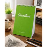 Pagos Yayınları Wise Owl Premium A5 SketchBook Sert Kapak Eskiz Defteri | 200 gr Kağıt | 30 Yaprak (60 Sayfa) | Karakalem & Teknik Çizim İçin - Yeşil - 14,8 x 21 cm