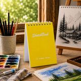 Pagos Yayınları Wise Owl Premium A6 SketchBook Sert Kapak Eskiz Defteri | 200 gr Kağıt | 30 Yaprak (60 Sayfa) | Karakalem & Teknik Çizim İçin - Sarı - 10,5 x 14,8 cm