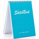 Pagos Yayınları Wise Owl Premium A6 SketchBook Sert Kapak Eskiz Defteri | 200 gr Kağıt | 30 Yaprak (60 Sayfa) | Karakalem & Teknik Çizim İçin - Turkuaz - 10,5 x 14,8 cm