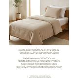 Pahta 4 Kat %100 Muslin Tek Kişilik ,160X220 Lastikli Nevresim Takımı - Vizon - Ekru - 160 x 220 cm