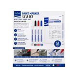 Paint Marker İnce Uç Yağ Bazlı Permanent Boya Kalemi 12'Li Set (Beyaz, Siyah, Kırmızı, Mavi)