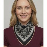 Paisley Desenli Lüks Saten Kare Fular - 50X50 cm Çok Amaçlı Bandana - Siyah
