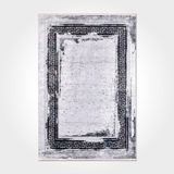 Paisley Siyah Çerçeveli Modern Geometrik Etnik Desenli Boho Makinada Yıkanabilir Hafif Hav Toz Vermez Leke Tutmaz Kaymaz Taban Dijital Makine Baskı Halı Oturma Odası Salon Yolluk Koridor Mutfak Halısı