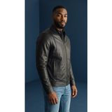 PAK Kuzu Derisi Siyah Minimalist Biker Ceket - 4XL