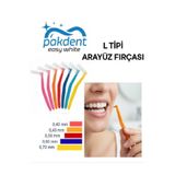 Pakdenteasyandwhite Arayüz Fırçası Diş Arası Arayüz fırçası L Tipi Diş Ara Fırçası 6 adet Mavi 0,60 mm