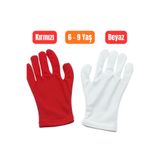 PAKER GİYİM 6-9 Yaş Çocuk Kırmızı Beyaz Gösteri Etkinlik Merasim Pandomim Bando Eldiveni 23 Nisan 19Mayıs 29Ekim
