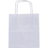Paket Parti Büküm Saplı Beyaz Kağıt Çanta 20X10X22 (25'li)