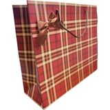Paket Parti Karton Çanta Kırmızı Ekoseli 45X34X18CM