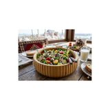 PAKETLENDİ 19 Cm Bambu çizğili Oyuk Kase Curve Salata Kasesi Sunum Kabı doğal mutfak gereçleri