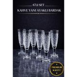 PAKETLENDİ El Yapımı Crackle Ayaklı Kahve Yanı Su Bardağı Ayaklı Cam Bardak 6 Adet 130ml