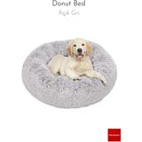 Pakeway Anti Stres Yıkanabilir Kaydırmaz Pofuduk Peluş Kedi Köpek Yatağı - Açık Gri - 80 cm