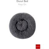 Pakeway Anti Stres Yıkanabilir Kaydırmaz Pofuduk Peluş Kedi Köpek Yatağı - Koyu Gri - 40 cm
