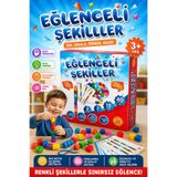 PAKİTO Eğlenceli Geometrik Şekiller İpe Boncuk Dizme Oyunu Renk Eşleştirme Eğitici Motor Beceri Oyuncağı