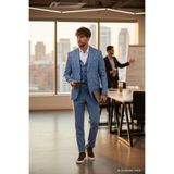 Pakito İndigo Ekose Desenli Mono Yaka Slim Fit Çift Yırtmaçlı Astarlı Takim Elbise İndigo 48