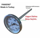 Pakkens 63 MM 500 C Derece 40 Cm Dalma Boylu Taş Fırın Termometresi