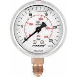 Pakkens Ø63M Alttan Bağlantılı Gliserinli 1/4"bsp Bağlantılı Manometre - 0631001107 0-10 BAR