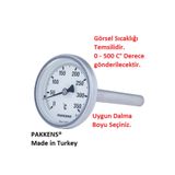 Pakkens Çap Ø63mm 500 C° Derece 10 Cm Arkadan Dalma Boylu Termometre, Paslanmaz Çelik Problu