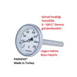 Pakkens Çap Ø63mm 500 C° Derece 50 Cm Dalma Boylu, Fırın, Taş Fırın Termometresi, Paslanmaz Çelik