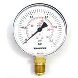 Pakkens Manometre Nw 100 Alt Bağlantılı 25 Bar Ø100