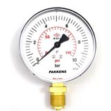 Pakkens Manometre - Q100 0-10 Bar Alttan Bağlantılı Kuru Tip Manometre