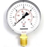 Pakkens Manometre - Q100 0-6 Bar Alttan Bağlantılı Kuru Tip Manometre