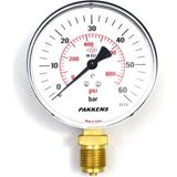 Pakkens Manometre - Q100 0-60 Bar Alttan Bağlantılı Kuru Tip Manometre