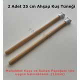 Paks Pet Ahşap Kuş Tüneği Muhabbet Kuşu Tüneği 2'li 25 CM
