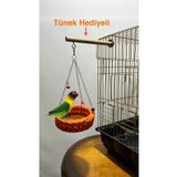 Paks Pet Örgü Kuş Hamağı Kuş Salıncağı (Turuncu) Tünek Hediyeli Muhabbet kuşu ve Cennet Papağanı Salıncağı