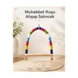 Paks Pet Renkli Ahşap Boncuklu Kuş Salıncağı 12x13 cm – Kancalı Kafes Oyuncağı – Muhabbet Kuşu, Cennet Papağanı ve Forpus İçin