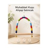 Paks Pet Renkli Ahşap Boncuklu Kuş Salıncağı 12x13 cm – Kancalı Kafes Oyuncağı – Muhabbet Kuşu, Cennet Papağanı ve Forpus İçin