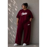 PAL2U Kadın Büyük Beden Oversize 2'li Takım Rahat Kalıp Bol Paça Eşofman Takımı Günlük Kombin XL-9XL