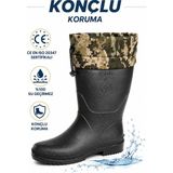 Palalı Del-Rey O4 Ce Belgeli Konçlu Kısa Pvc Iş Çizmesi - Su Geçirmez Unisex Bağ Bahçe Kurye Oto Yıkama Avcı Çizmesi 30CM - Siyah