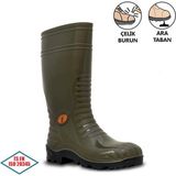 Palalı S5-117 Çelik Burunlu Çelik Ara Tabanlı Haki İş Güvenliği Çizmesi