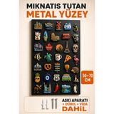 Palamar Magnet Biriktirme Panosu Metal Manyetik Yüzey Duvara Monte Dekoratif Duvar Süsü Pano 35X50 - 50X70 cm Askı Aparatı Dübel Vidalı - 50 X 70 CM