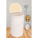 Palas Home 60 x 40 Yuvarlak Beyaz Naturel Bambu Çamaşır Sepeti - Çamaşır Kirli Sepeti Beyaz 75 L Bambu