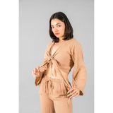 Palazzo Pantolon-bağlama Detaylı Crop Takım Camel S/M