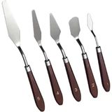 Palet Bıçağı 5 Parça Paslanmaz Çelik Spatula Seti, Kil Hamuru Pasta Krema Yağlıboya Için Ahşap Saplı Süsleme Şekil Verme Kazıma, Boya Araçları,Mutfakta Diğer Hobi El Sanatları İçin