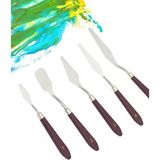 Palet Bıçağı 5 Parça Paslanmaz Çelik Spatula Seti, Kil Hamuru Pasta Krema Yağlıboya İçin Ahşap Saplı Süsleme Şekil Verme Ve Kazıma, Boy