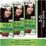 Palette 3/0 Koyu Kahve Kalıcı Saç Boyası x 3 Adet Doğal Görünümlü Renkler