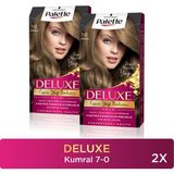 Palette Deluxe 7-0 Kumral Saç Boyası Krem Formda Amonyaklı Uzun Süre Kalıcı 2 Adet - 7.0
