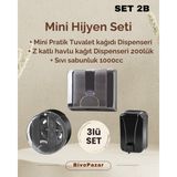 Palex 3 lü Hijyen Seti - Şeffaf Füme ( Sıvı Sabunluk+Tuvalet Kağıt Dispenseri+ Z Katlı Havlu Dispenseri )